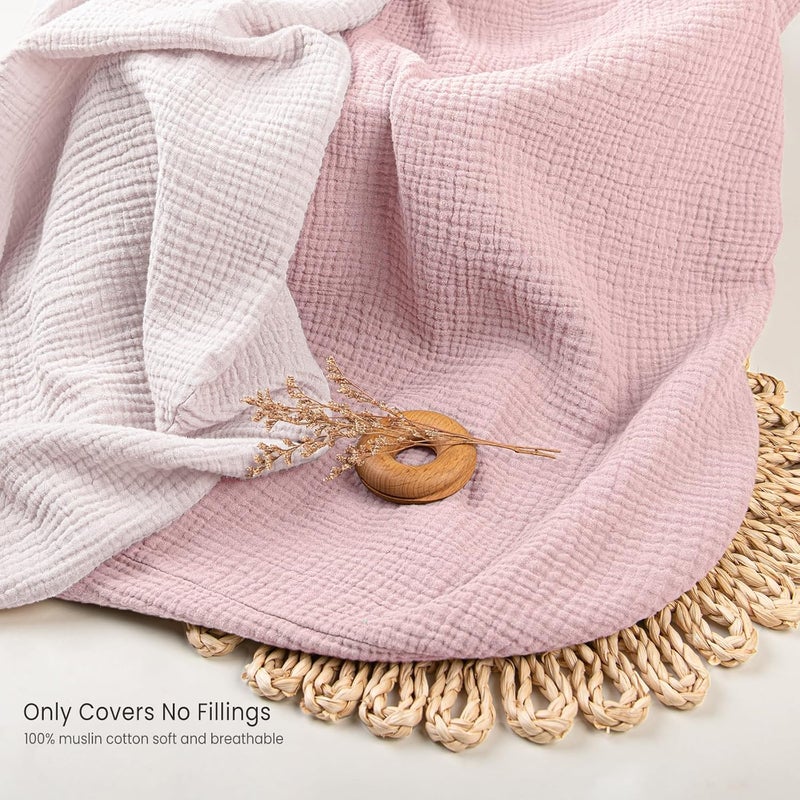 Termichy Baby Lounger Covers Muslin: Soft and Breathable Slipcover for Snuggle Me Lounger - Machine Washable & Zipper-Free for Safe Daily Use - Pink & Blush for Girls - Image 3